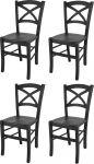 t m c s Tommychairs - 4 risttoolist koosnev komplekt k&ouml;&ouml;ki ja s&ouml;&ouml;gituppa, vastupidav struktuur lakitud p&ouml;&ouml;gipuidust aniliiniv&auml;rvi musta v&auml;rvi ja puidust istmega.
