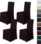 molasofa Stuhlhussen f&uuml;r Esszimmer, 4er-Set, Stretch-Stuhlhussen mit Rock f&uuml;r K&uuml;che, Sitzschoner, Hochzeitsbankett, Dekoration, Kinder, Haustiere, Spandex-Stoff, waschbar (4 St&uuml;ck, Schokolade)