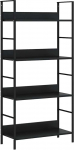 vidaXL raamaturiiul, 4 riiulit, seisev riiul, metallriiul, k&ouml;&ouml;giriiul, jalatsiriiul, raamaturiiul, must, 60 x 27,6 x 124,5 cm, puitmaterjali
