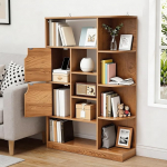YITAHOME vabalt seisev raamaturiiul 9 avatud riiuliga ja 2 uksega (kangastega) elutuppa, magamistuppa, kontorisse, tamme v&auml;rvi, 80 &times; 24 &times; 120 cm (B &times; S &times; K &times; K)