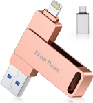128 GB USB m&auml;lupulk iPhone'ile Reaalne maht, Apple Certified USB 3.0 MFi Lightning Stick, USB-C fotopulk, v&auml;line m&auml;lupulk iPhone'ile, iPadile, OTG-toega Android-telefonidele, Macile ja PC-le 3-in-1