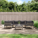6-TLG. Garten-Lounge-Set mit Kissen Anthrazit Poly Rattan - Gartenm&ouml;bel Set als Lounge Set f&uuml;r Terrasse und Au&szlig;enbereich
