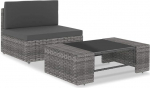 Modulares Mittelsofa Poly Rattan Grau PE Rattan M&ouml;bel Outdoor Diivan 2-TLG. Garten Lounge komplekt