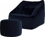 Icon Natalia Bean Bag tool koos poufiga t&auml;iskasvanutele, tumesinine, kohev sametkangas, hiiglaslik sametne Bean Bag t&auml;iteainega, Bean Bag tool, mugav tugitool elutuppa, lounge, magamistuppa, kontorisse
