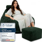 DreamRoots Bean Bag t&auml;iskasvanutele Cord v&otilde;i lastele - Bean Bag Diivan - Bean Bag Cord koos kanga ja kattega - Bean Bags with Filling 90 x 90 x 100 cm Forest Symphony