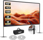 Projektoriekraan koos stendiga, 100 tolli, EMART kaasaskantav 16:9 HD 4K kokkupandav siseruumide ja v&auml;listingimustes kasutatav projektoriekraan koos kandekoti ja tugeva alusega, projektoriekraan aeda, pidudele ja kodukino jaoks