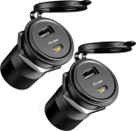 acegoo 12V USB C pistikupesa 65W PD & 18W QC, matkaauto USB pistikupesa 12 Volt auto sigaretis&uuml;&uuml;taja veekindel s&uuml;learvuti laadija matkaauto auto mootorratta paadi veoauto haagissuvila, 2 tk pakett