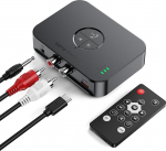 Bluetooth 5.4 adapteri stereos&uuml;steem koos kaugjuhtimispuldiga, Bluetooth-vastuv&otilde;tja Aux 3,5 mm RCA-pesaga, traadita audioadapter, HiFi Bluetooth-vastuv&otilde;tja 3D Surroundiga