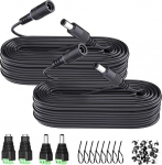 2 Pack 10 meetrit DC pikenduskaabel 5.5mm x 2.1mm Universal DC 12V toiteallika pikenduskaabel CCTV kaameratele, LED ribadele, DC12 Volt toiteallikale v&otilde;i laadijale - must