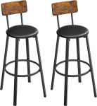 VASAGLE Baaritoolid 2 baaritooli komplekt PU-kate koos jalatoega Lihtne kokkupanek T&ouml;&ouml;stuslik disain S&ouml;&ouml;gituba K&ouml;&ouml;k Counter Bar Vintage Brown Ink Black LBC069B81