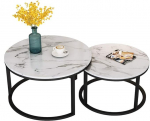 Modernes Couchtisch-Set aus Marmor und Stahl mit Beistelltischen, stilvolle Wohnzimmer-Dekoration und Teetisch-Schreibtisch-Sets