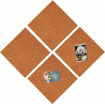 FORVOLWCO Set of 4 Cork Sheets, Self-Adhesive, Wall Cork Sheets with Strong Adhesive, Heat-Resistant Cork Mat for DIY Model Making, Crafts, Pin Board, Cork Tiles (Size: Square)