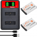 Pickle Power NP-BX1 Battery (1600 mAh 2-Pack) and LCD Dual Slot Charger for Sony ZV-1, Cyber-Shot DSC-RX100, DSC-RX100 II/III/M4/M5/M6/M7//////VA, WX500, WX350, HX99, HDR-AS300/AS5 0, MDR-M-MV1