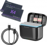 Kahe aku laadija + 2 akut 2380mAh Insta360 X4 intelligentsele kiirlaadijale USB-kaabel t&uuml;&uuml;p C PD3.0 PD2.0 SD-kaardi hoiustamine magnetiline kate laadimisjaamale