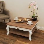 Adria Country House kohvilaud riiuliga, valge/pruun, 80 cm, diivanilaud, kahetooniline