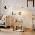 Klaasist vitriinkapp LED-valgustitega, kaasaegne vitriinkapp 3 riiuli ja 2 uksega, seinakapp kollektsiooni jaoks, magamistuppa, elutuppa ja s&ouml;&ouml;gituppa, 123 x 78,5 x 35 cm.