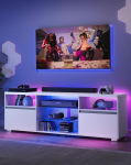 VASAGLE Kailyn Collection - TV kapp LED valgustusega, TV statiiv, TV statiiv kuni 70-tollise teleri jaoks, avatud riiulitega, 2 kappi ustega, 160 cm, elutuppa, valge LTV331T10