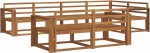 Outdoor Sofa-Set 7-teilig, Modulare Garten-Lounge aus massivem Akazienholz, Ecksofa mit Lattendesign f&uuml;r Terrasse und Garten, Natur, 331x172,5x73cm