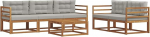 Outdoor-Sofa-Set aus Akazienholz, Modulares Gartensofa-Set mit Kissen, Gartenlounge-Set f&uuml;r Terrasse und Pool, Natur und Hellgrau, Lounge-M&ouml;belset