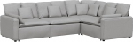 Modulares Sofa mit Kissen, Ecksofa Wohnlandschaft aus Stoff in Wolkengrau, 4-teiliges Set, Stabiler Metallrahmen, ger&auml;umige Sitzgruppe f&uuml;r das Wohnzimmer, 317 x 217 x 64 cm