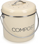 Navaris Compost Bin Rubbish Bin for Organic Waste &ndash; 3L Bucket Container for Rubbish &ndash; Organic Waste Container with Swivel Handle &ndash; Includes 3 Carbon Filters - Mint Green