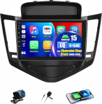 OiLiehu 4G+64G Android 15 Doppel Din Radio CarPlay Android Auto for Chevrolet Chevy Cruze 2009-2015 Autoradio Mit Bildschirm 9 Zoll mit Mirror Link Bluetooth FM RDS GPS WiFi SWC EQ Tagasis&otilde;idukamera