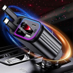 4 in 1 sisset&otilde;mmatav autolaadija koos t&auml;histaeva valgusega, 180&deg; reguleeritav USB-C kiirlaadija, mis &uuml;hildub iPhone 16/15/14/13/12, Galaxy S24/S23, Android-seadmetega - autole, maasturile,