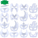 Qavctw 16 St&uuml;ck DIY Maskerade Maske, bemalbare Papiermasken zum Basteln, DIY wei&szlig;e Masken, unlackierte einfarbige Bastelmasken f&uuml;r Halloween, Weihnachten, Karneval, Party, Maske