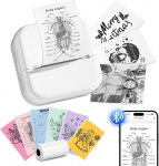 Memoking Mini Printer for Smartphone, Children's Printer Instant Image Printer with Bluetooth, M02L Mini Printer with 1 Sticker Paper Roll, Funny Children's Toy Gifts for Boys and Girls from 6-18