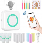 ZAKVOP Mini Printer 300 DPI, Mini Printer Sticker, Mini Printer for Smartphone, Bluetooth Portable Mini Thermal Printer for iOS and Android, Mini Photo Printer for Journal, List, Memo - Green
