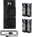 2 x NP-FM500H asendusaku ja topeltlaadija, mis &uuml;hildub Sony A57 A58 A65 A77 A100 A200 A200K A200W A300 A300K A300X A350 A450 A500 A580 A700 A850 A900 A900 A900 ILCA-77M2 SLT-A99 Alpha A99 II (TYP A)