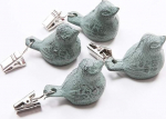 TentHome 4 x Tablecloth Weights Antique Cast Iron 'Bird' Weight for Table Cloth Garden Table Tablecloth Weights Tablecloth Pompoms (Green)