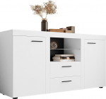 Rango kapp klaasist alusega, Highboard Sideboard, Sideboard, Natural Tones, Multi-Purpose Cabinet, Living Room Cabinet, Sideboard, Cabinet (ilma valgustuseta, valge)