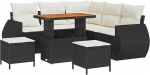Rantry 8-teiliges Garten Sofa Set mit Kissen Schwarz Poly Rattan Akazie Gartenlounge Model3363825