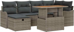 Rantry 7-teiliges Garten-Sofa-Set mit Kissen Grau Poly Rattan Gartenlounge Model3359940