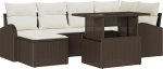 Rantry 7-teiliges Garten Sofa Set mit Kissen Braun Poly Rattan Gartenlounge Model3348674