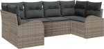 Rantry 6-teiliges Garten Sofa Set mit Kissen Grau Poly Rattan Gartenlounge Model3346179