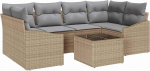 7-teiliges Garten Sofa Set mit Kissen Beige Poly Rattan Gartenlounge Model3346620