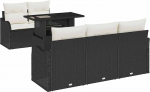 6-teiliges Garten Sofa Set mit Kissen Schwarz Poly Rattan, 2-Sitzer Garten Sofa mit Stauraum & Kissen Schwarz Poly Rattan Gartenlounge Model3357110