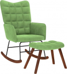 vidaXL Rocking Chair with Stool, Light Green Velvet, Chair, Lounge Seat, Rocking Chair, Living Room Chair, Relaxing Chair, Rocker, Recliner Chair