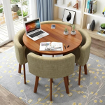 Modern Round Dining Table Set with 4 Chairs - 31.5 Inch Small Office Conference Room Furniture Stylish Kitchen and Living Room Lounge Dining Solution