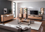 Lomadox Home Furniture Set 6 Pieces with LED Lighting and Remote Control Bianco Oiled Oak