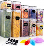 S&auml;ilituspurgid 10 teravilja s&auml;ilituskonteinerite komplekt (2 x 0,8 L + 2 x 1,4 L + 2 x 1,6 L + 2 x 2 L + 2 x 2,8 L) Plastist s&auml;ilituskonteinerid &otilde;hukindlad s&auml;ilituspurgid koos kaanega ja etikettidega m&otilde;&otilde;telusikaga.