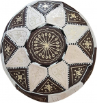 ChamChimi Pouf, K&auml;sitsi valmistatud Maroko ehtne nahast istmepoof, mugav p&otilde;randapadi t&auml;iskasvanutele, &uuml;mmargune istmepoof, 55 x 35 cm, jalatsihoidja, pruun, istmepadi on (t&auml;itmata)