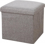 YOUJIA Stool Storage Stool Bench Foldable Upholstered Stool Box Seat Cube Storage Box Chair Seat Box (Grey, 38 x 38 x 38 cm)