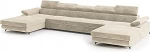 Masseno Ecksofa VIVENTE M mit Schlaffunktion U-Form, Glamour Sofa mit Bettkasten, Wohnzimmersofa, Couch, Soffa, Bettsofa, Couchgarnitur - Creme, Monolith 04