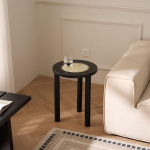 Cagnolier T&auml;ispuidust &uuml;mmargune kohvilaud turvaklaasiga ja rotangist v&auml;limusega, 3 suurust (l&auml;bim&otilde;&otilde;t 40/60/80 cm), naturaalse disainiga &uuml;mmargune laud, k&uuml;ljelaud, puidust laud elutuppa ja r&otilde;dule