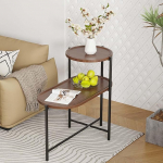 AYES kahekihiline k&uuml;ljelaud, 70 x 35 cm, diivanipoolne k&uuml;ljelaud, lugemisnurk elutuppa, magamistuppa, puidust &ouml;&ouml;kapp, &ouml;&ouml;kapp potitaimede, tee, kohvi jaoks (p&auml;hkelpuu)