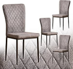 JaHECOME 4 s&ouml;&ouml;gitooli komplekt koos kunstmokkade kattega, k&otilde;rge seljatugi, kerge disain, metallist jalgadega s&ouml;&ouml;gitoolid, s&ouml;&ouml;gituppa, k&ouml;&ouml;ki, elutuppa (4, helehall)