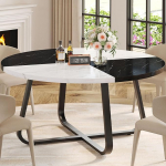 LVB &Uuml;mmargune marmorist s&ouml;&ouml;gilaud Modernne puidust metallist k&ouml;&ouml;gi s&ouml;&ouml;gilaud Industrial V&auml;ike s&ouml;&ouml;gilaud 4 6 inimesele elutuppa Kodu korterisse Must ja valge marmor 42 tolli